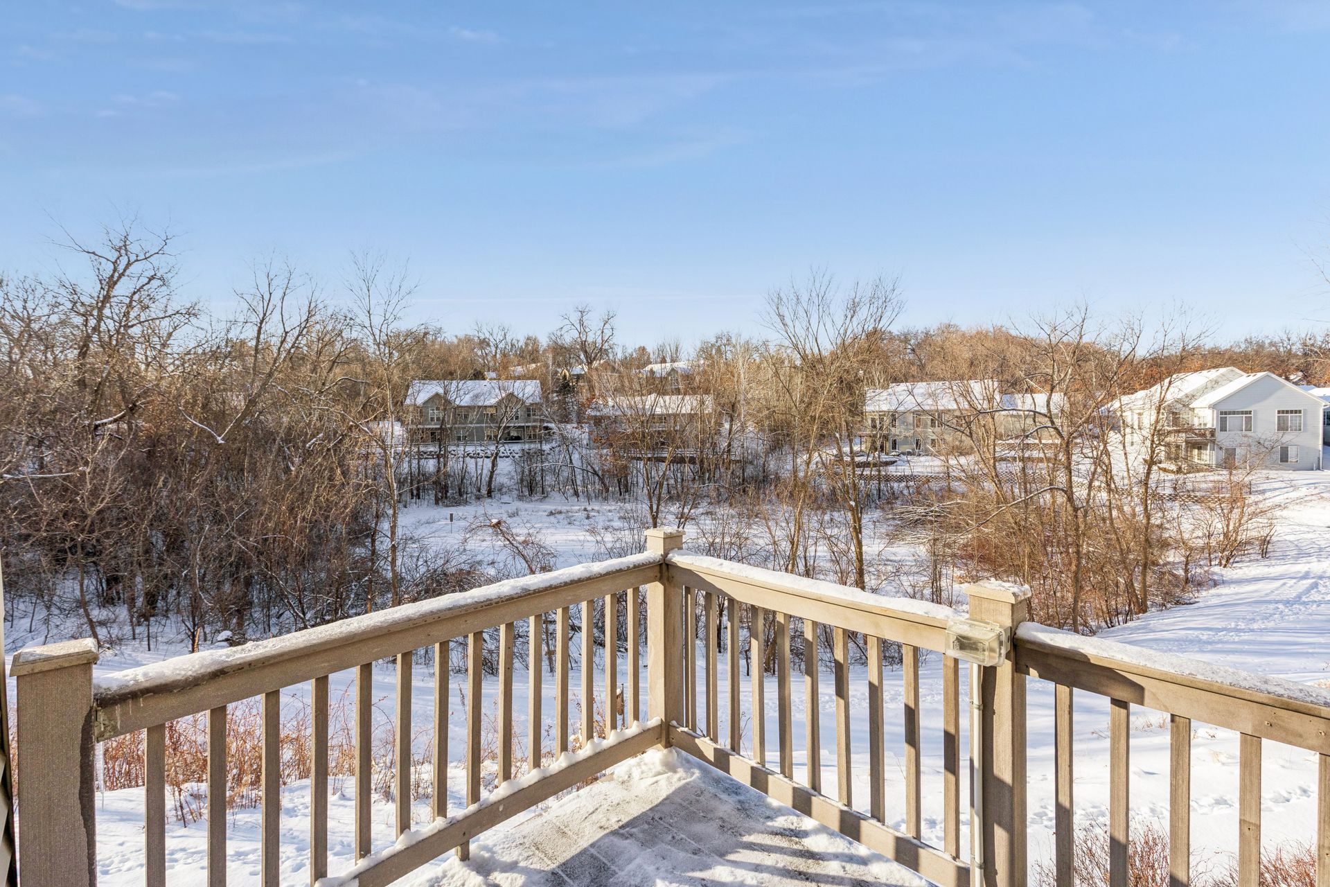 Deck overlooking pond area